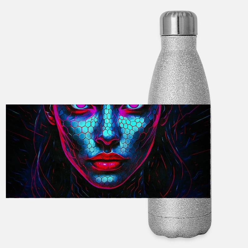 Nemesis – Cyber Face des Ténèbres Gourde isotherme panoramique pailletée 500 ml