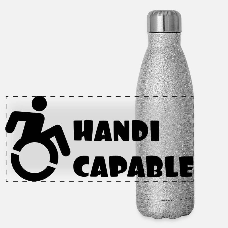 Adapté aux fauteuils roulants, handicapé humour # Gourde isotherme panoramique pailletée 500 ml