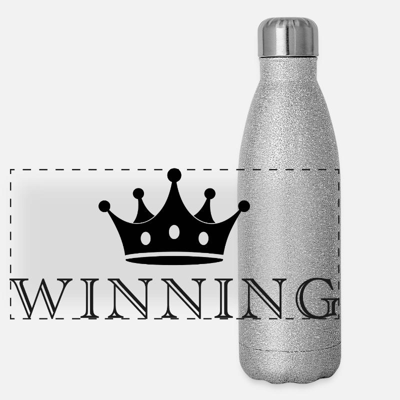 Siegskrone in Schwarz Panorama Glitzer Isolierflasche 500 ml