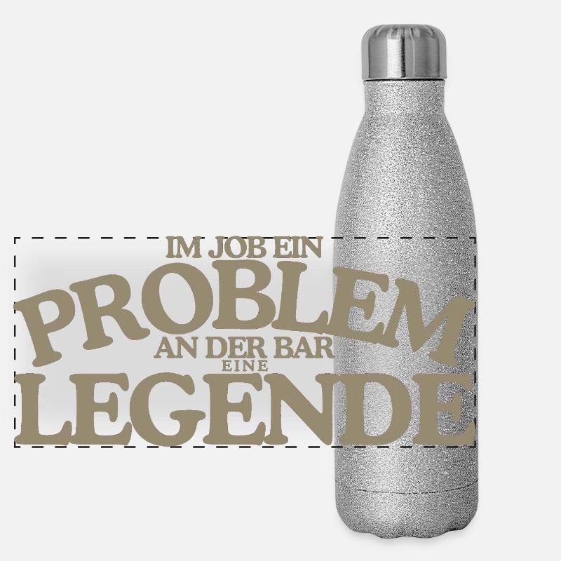 Job Problem Bar Legende Lustiges Retro Design Panorama Glitzer Isolierflasche 500 ml