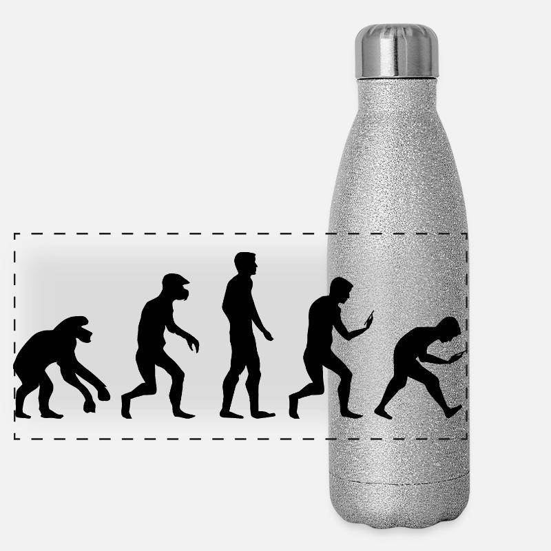 lustige Evolution smartphone handy Sucht Symbol Panorama Glitzer Isolierflasche 500 ml