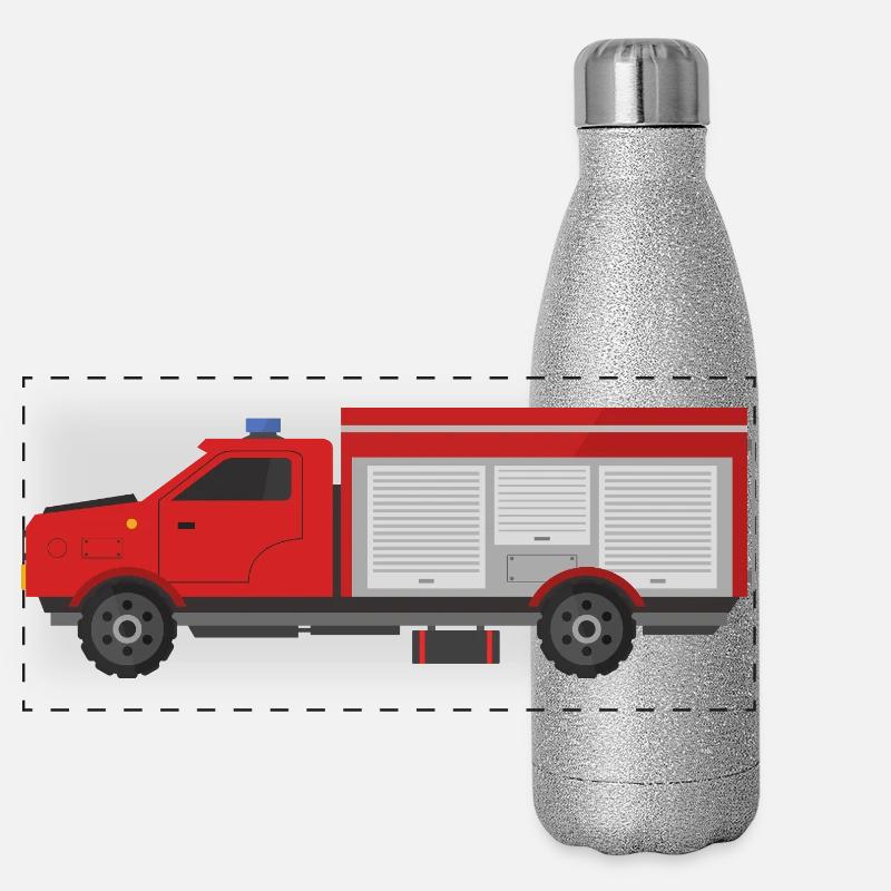 Feuerwehrauto Panorama Glitzer Isolierflasche 500 ml
