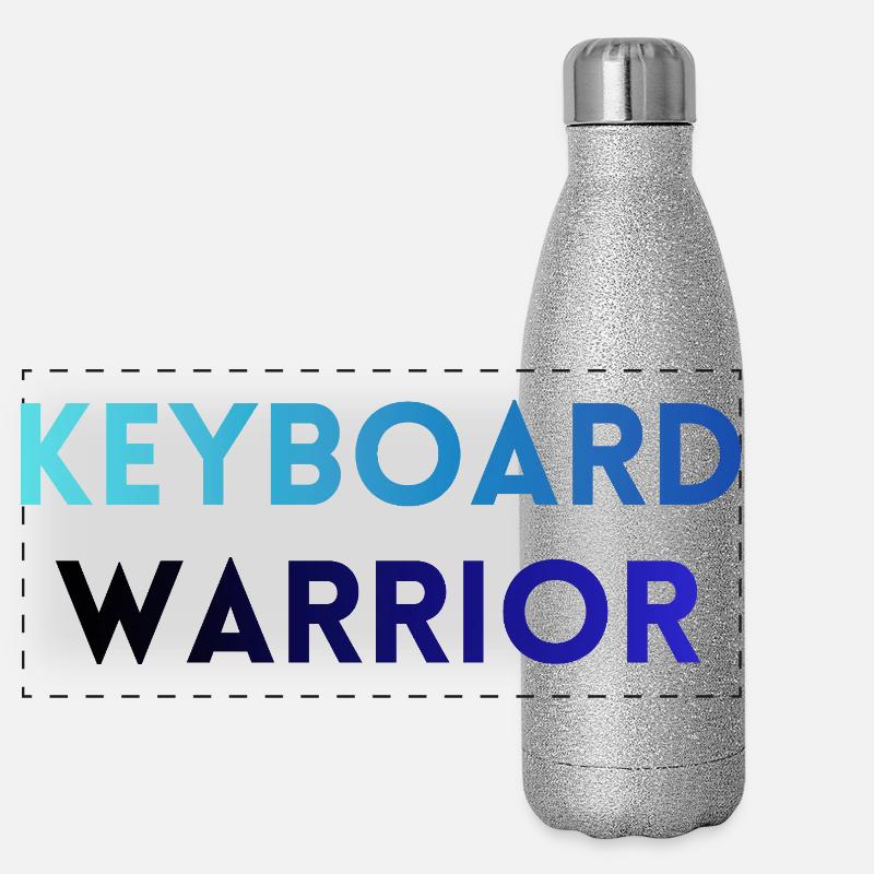 Gamer / Programmer T-Shirt – Keyboard Warrior - Panoramic Glitter Thermal Bottle 500 ml - silver glitter
