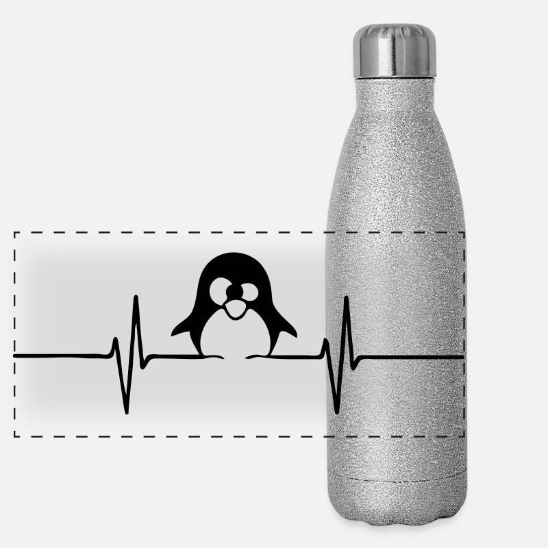 Herzlinie Pinguin Tier Liebe Fun lustig Geschenk Panorama Glitzer Isolierflasche 500 ml