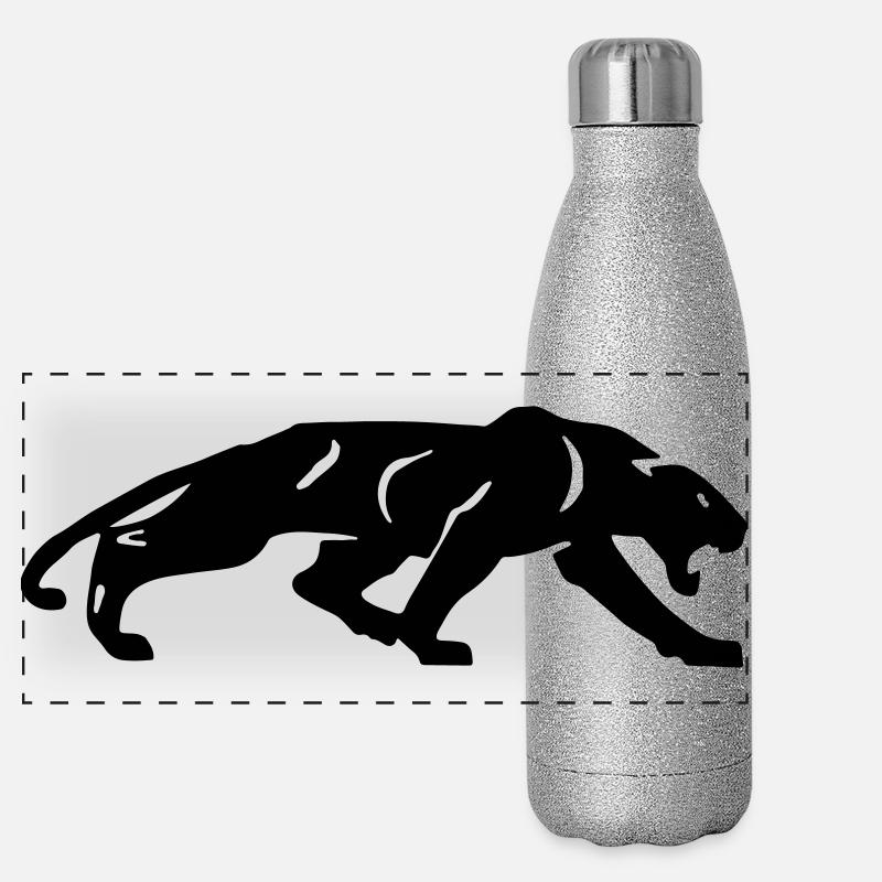 Schwarzer Panther Panorama Glitzer Isolierflasche 500 ml