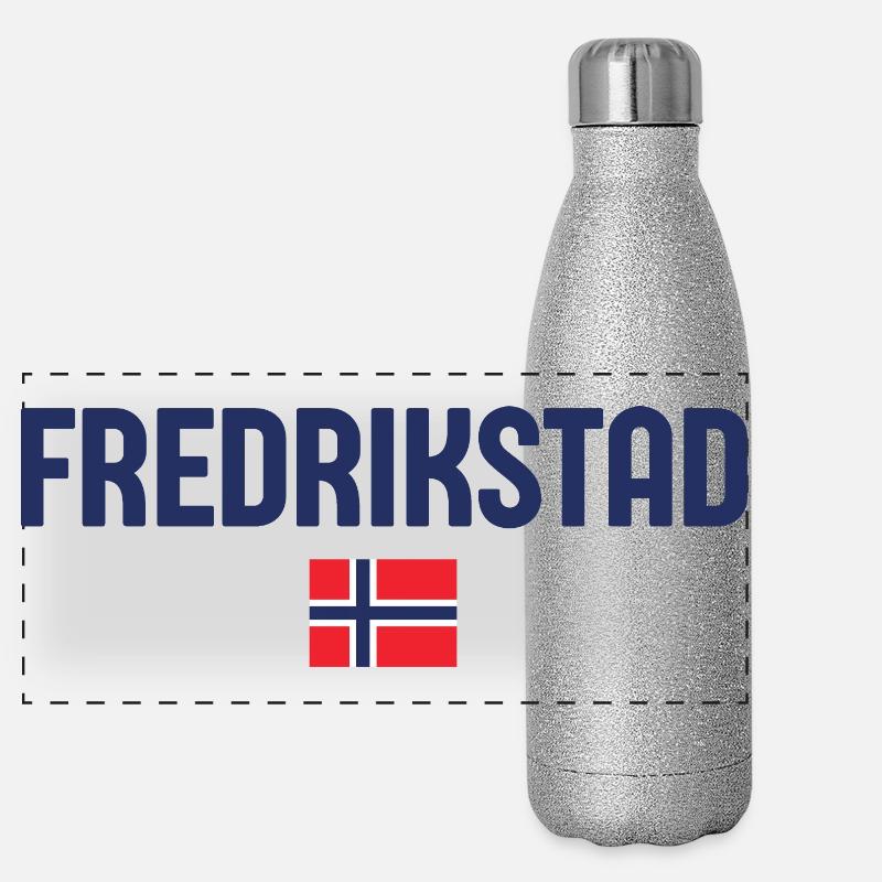 Lebendiges Fredrikstad-Design Panorama Glitzer Isolierflasche 500 ml