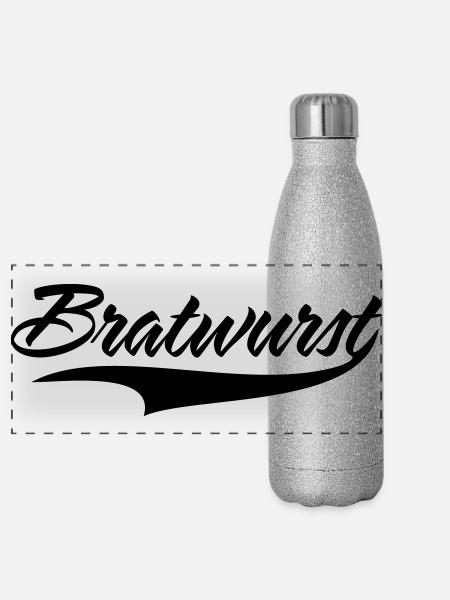 bratwurst - Panorama Glitzer Isolierflasche 500 ml - Silber Glitzer