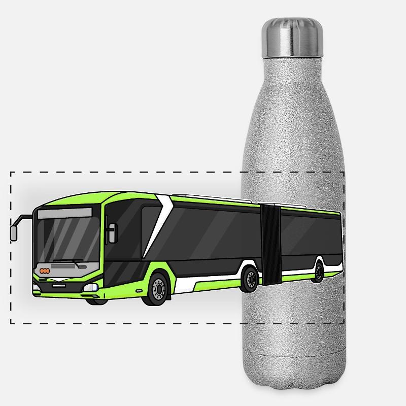 Bus, Schulbus, Busfahrer Panorama Glitzer Isolierflasche 500 ml