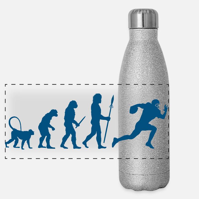 Entwicklung eines Fußballspielers Panorama Glitzer Isolierflasche 500 ml
