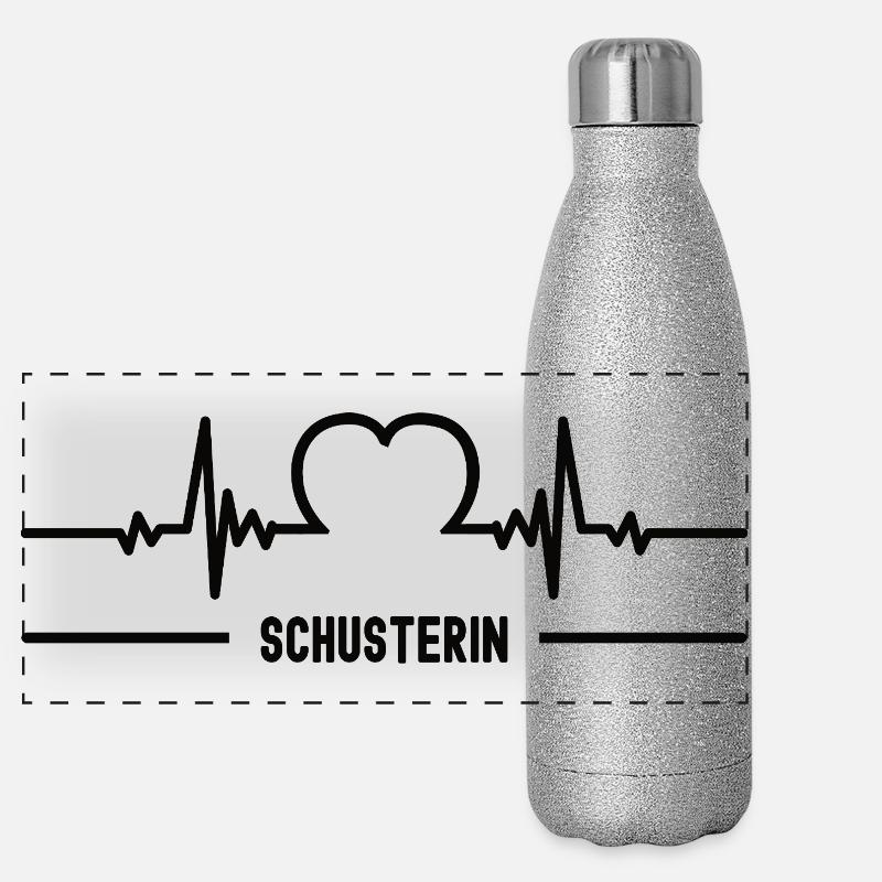 Herzschlag Schusterin Beruf Schuster Schusterei Panorama Glitzer Isolierflasche 500 ml