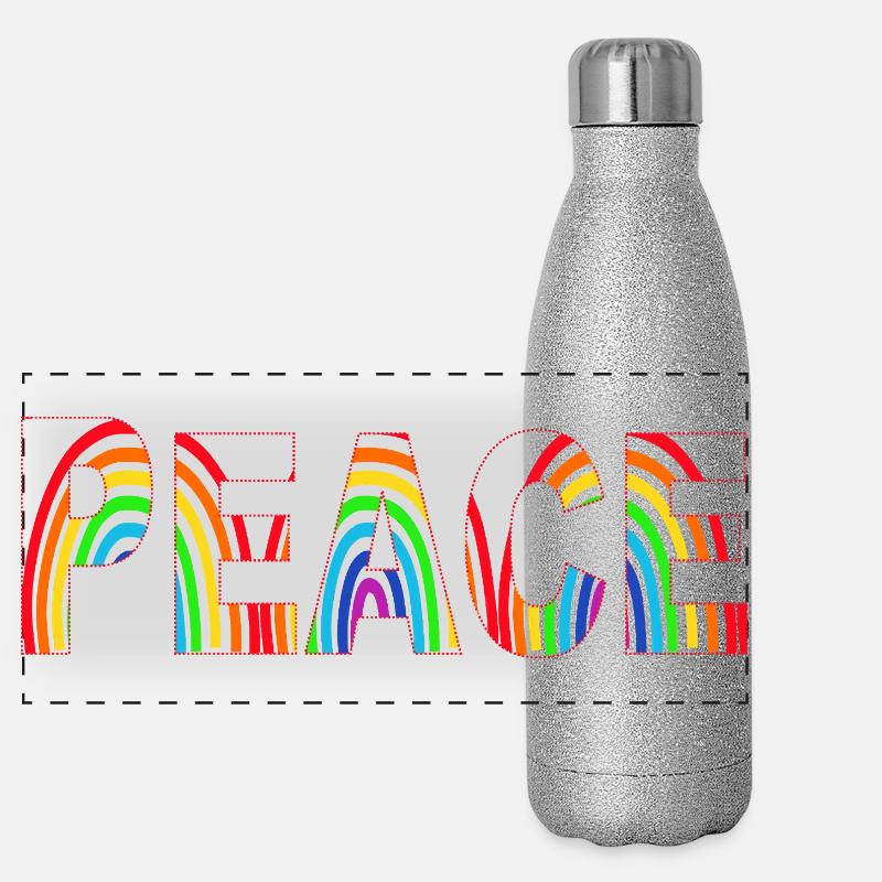 Peace colorful rainbow Panoramic Glitter Thermal Bottle 500 ml