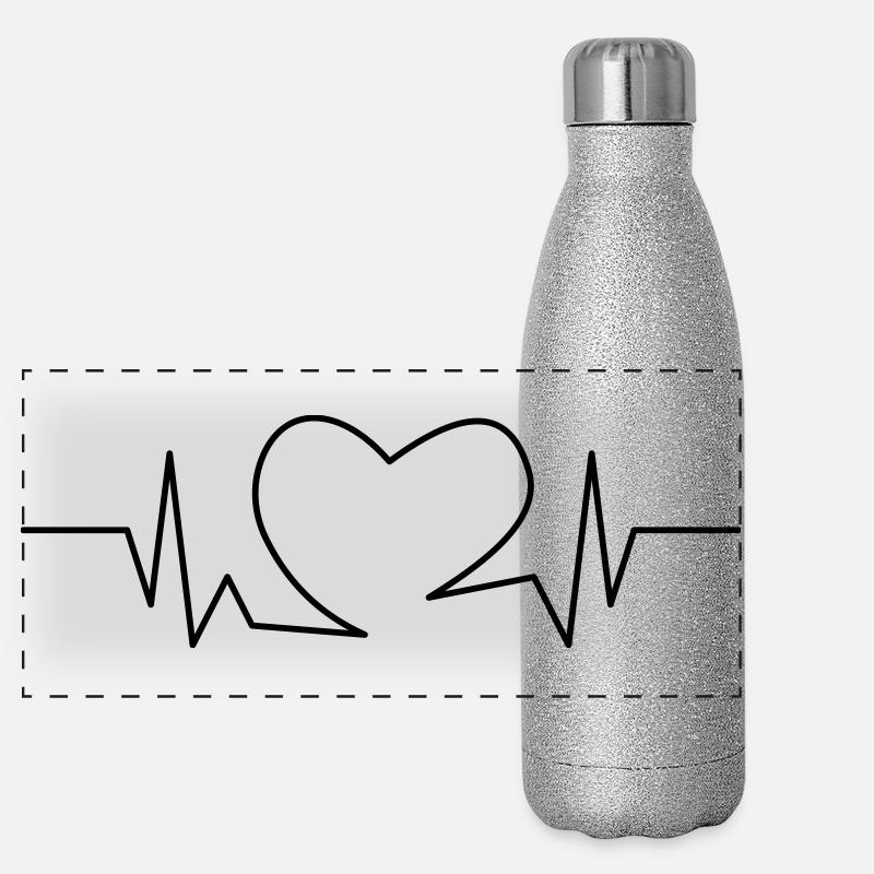 Herzschlag Herz Panorama Glitzer Isolierflasche 500 ml