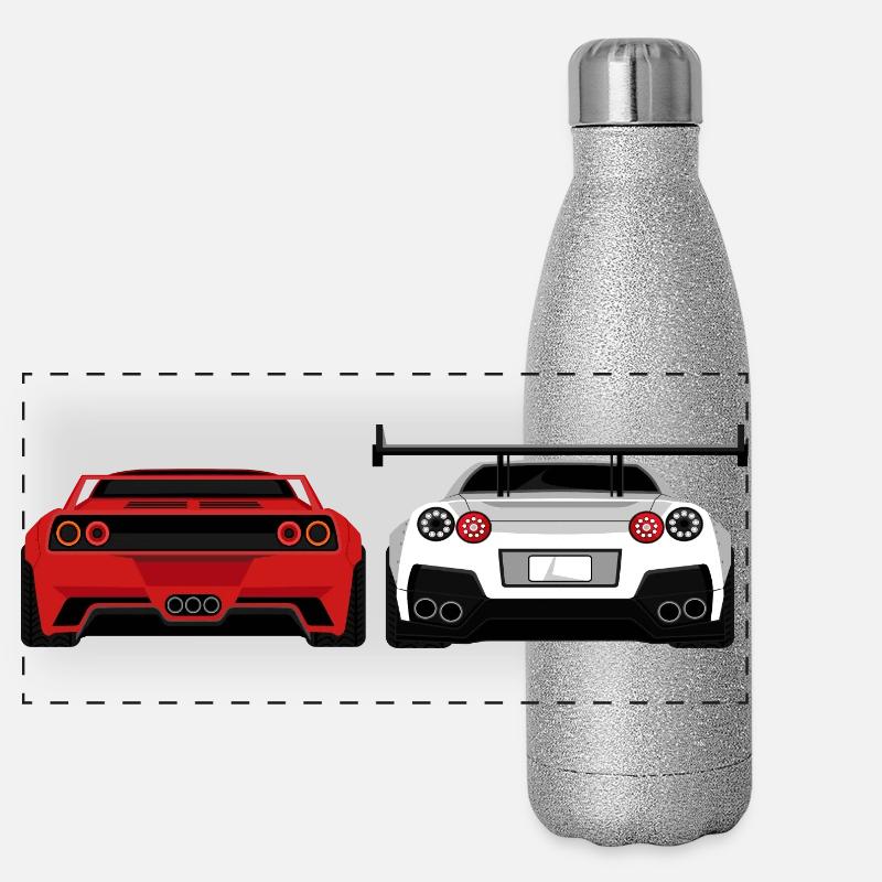 Vue arrière de voiture de sport – Conception de voitures de course Gourde isotherme panoramique pailletée 500 ml