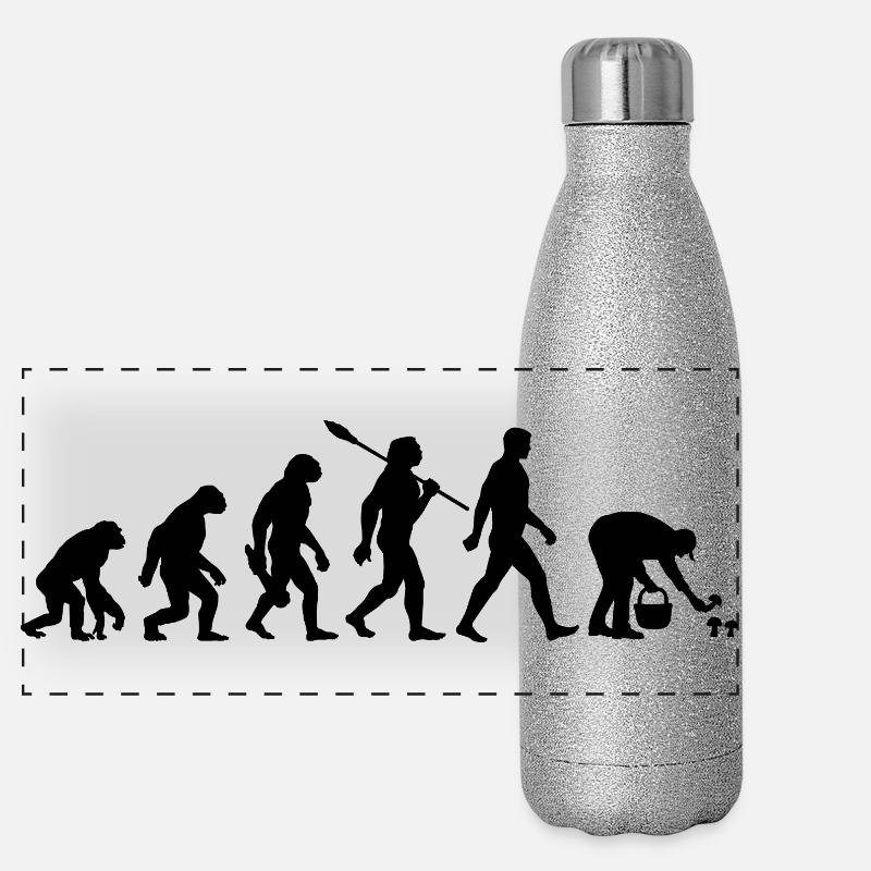 Evolution Cueilleurs de champignons, Cueillette de champignons Gourde isotherme panoramique pailletée 500 ml