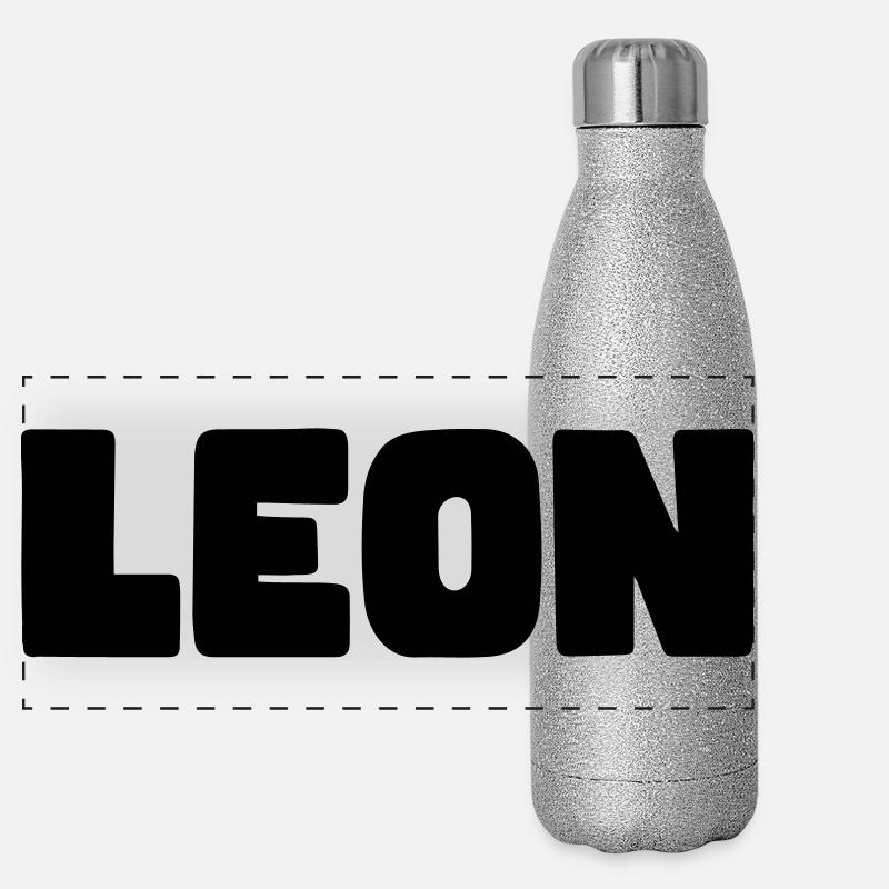 Leon Name Panorama Glitzer Isolierflasche 500 ml