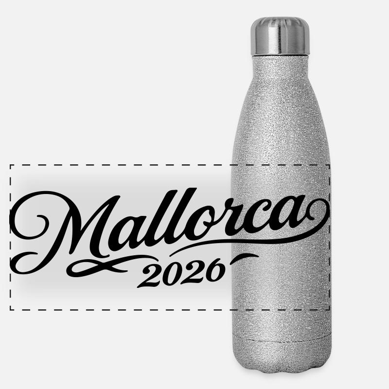Mallorca 2026 Panorama Glitzer Isolierflasche 500 ml