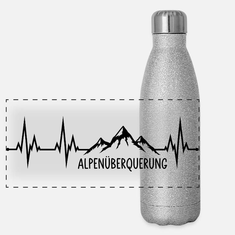 Alpenüberquerung Herzschlag Panorama Glitzer Isolierflasche 500 ml