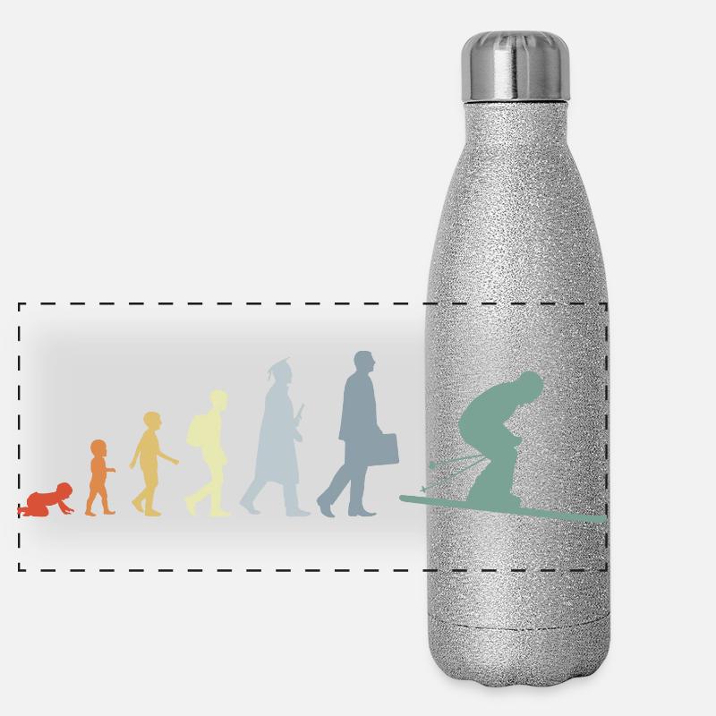 Evolution des Skisports Panorama Glitzer Isolierflasche 500 ml