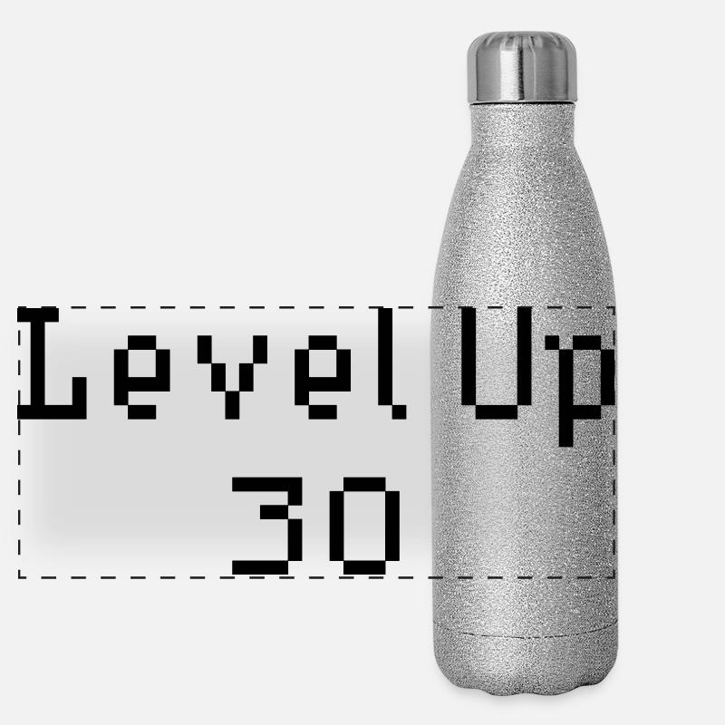 Level Up - 30. Geburtstag Panorama Glitzer Isolierflasche 500 ml