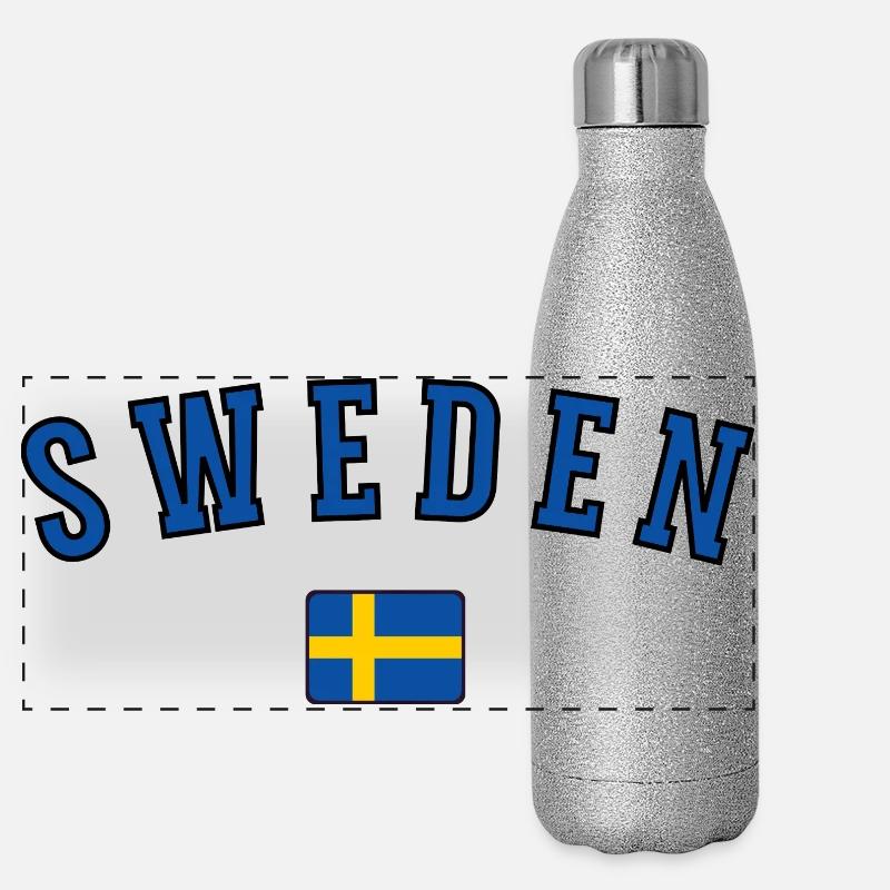 Flagge von Schweden Panorama Glitzer Isolierflasche 500 ml