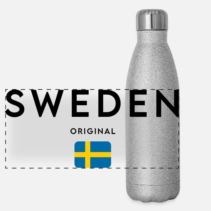 Swedish pride, minimalist sleek design Panoramic Glitter Thermal Bottle 500 ml