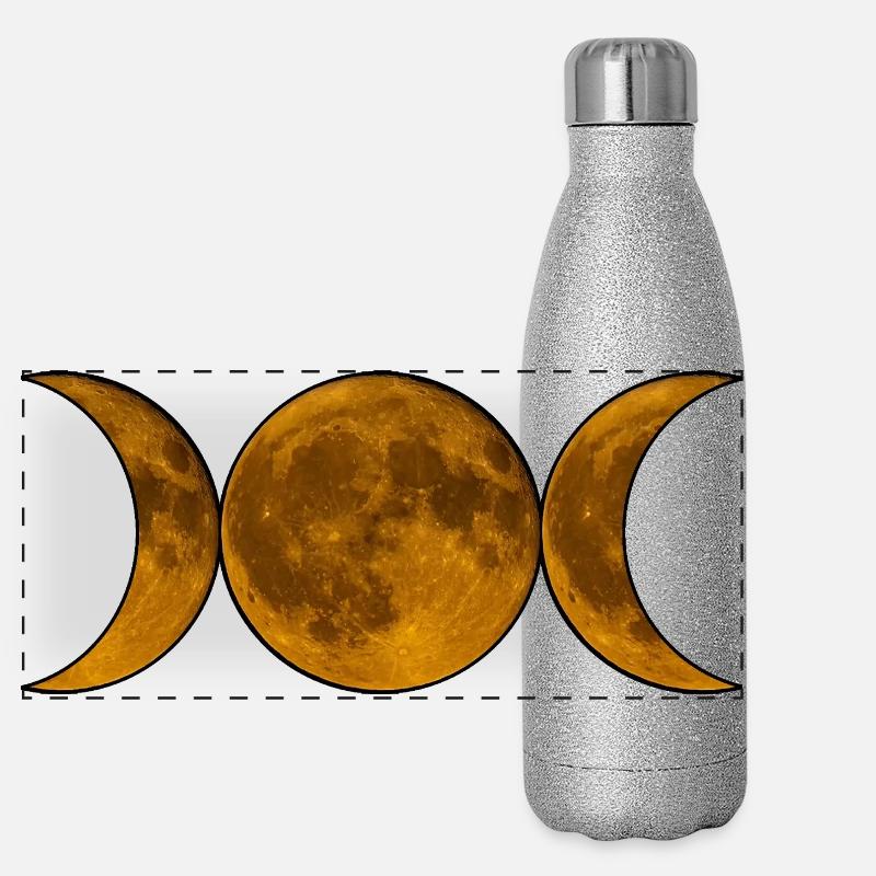 Wicca de la Triple Lune - Déesse en Or Gourde isotherme panoramique pailletée 500 ml