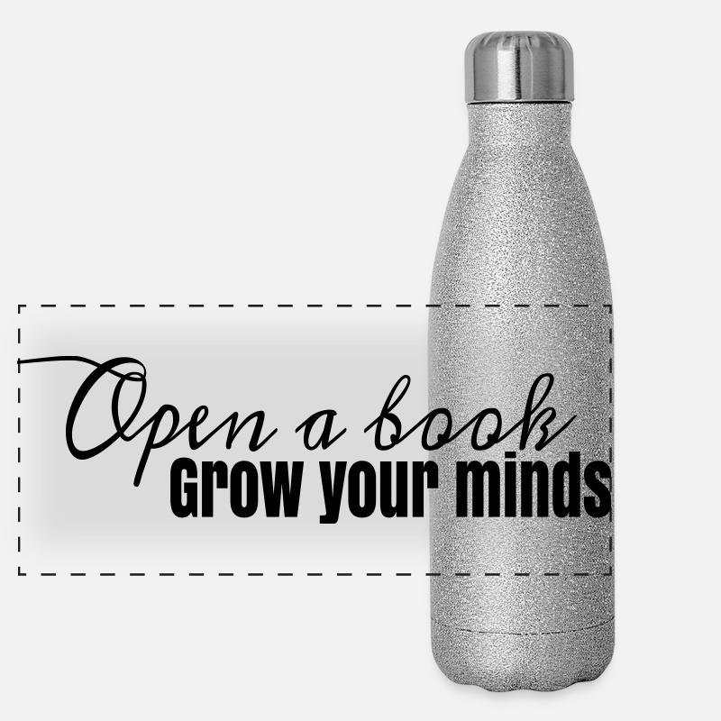 Book Design Open A Book, faites pousser votre esprit Gourde isotherme panoramique pailletée 500 ml