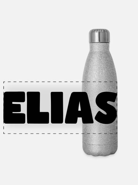 Elias Name - Panoramic Glitter Thermal Bottle 500 ml - silver glitter - Front