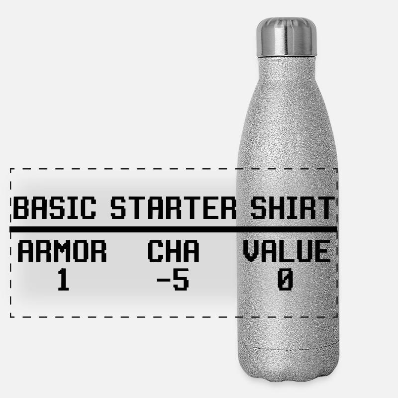  Funny RPG Basic Starter Shirt Stat Block Video Panorama Glitzer Isolierflasche 500 ml