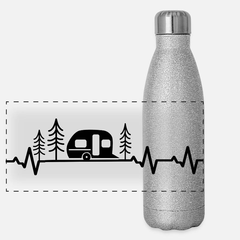 Wohnwagen Camping Herzschlag Panorama Glitzer Isolierflasche 500 ml