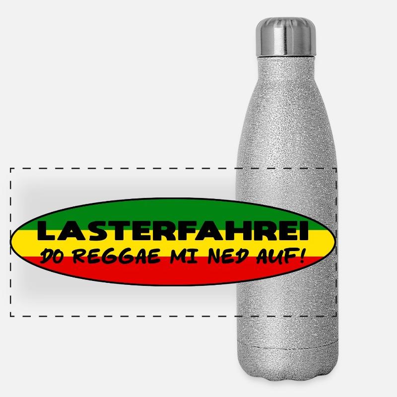 LASTERFAHREI - Do Reggae Mi Ned Auf! REGGAE Oval Panorama Glitzer Isolierflasche 500 ml