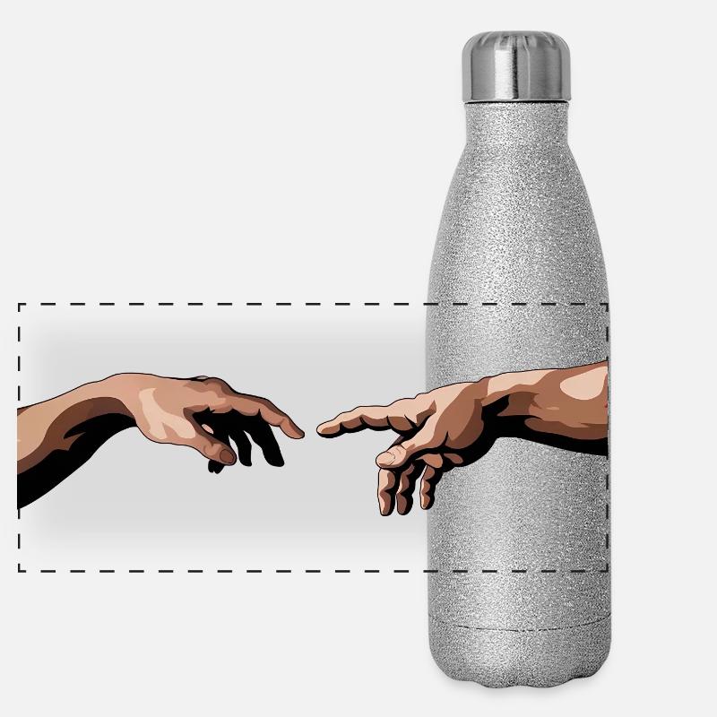 Verschlungene Hände mit künstlerischem Stil Panorama Glitzer Isolierflasche 500 ml