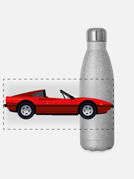 ROTER SPORTWAGEN - Panorama Glitzer Isolierflasche 500 ml - Silber Glitzer - Vorne