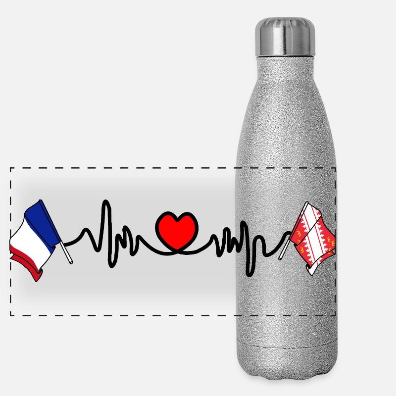 Herzfrequenz von Elsass, Frankreich Panorama Glitzer Isolierflasche 500 ml