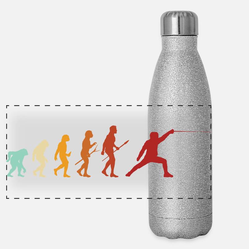 Fechten Evolution Fechter Sport Lustiger Spruch Panorama Glitzer Isolierflasche 500 ml