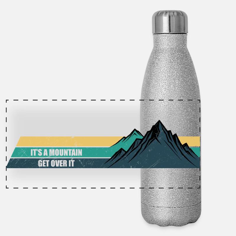 Devise de montagne Rayures rétro Gourde isotherme panoramique pailletée 500 ml