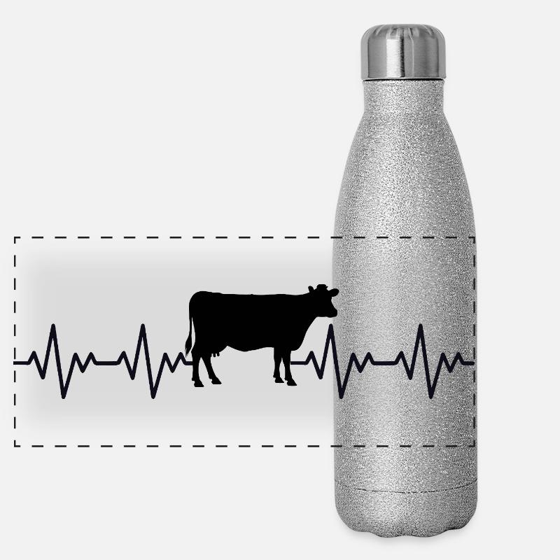 Bauer Kuh EKG Herzschlag Panorama Glitzer Isolierflasche 500 ml
