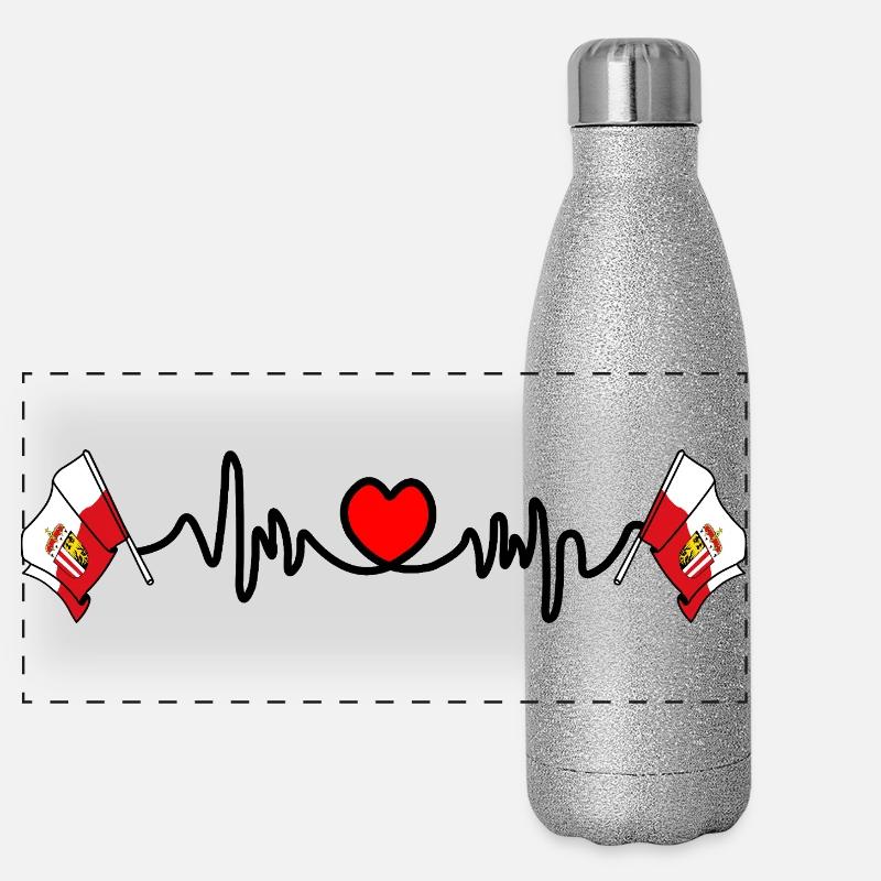 Upper Austria Flag Heartbeat Panoramic Glitter Thermal Bottle 500 ml