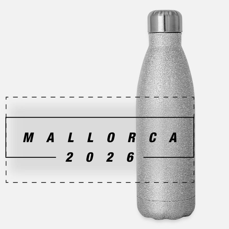 Mallorca 2026 Panorama Glitzer Isolierflasche 500 ml