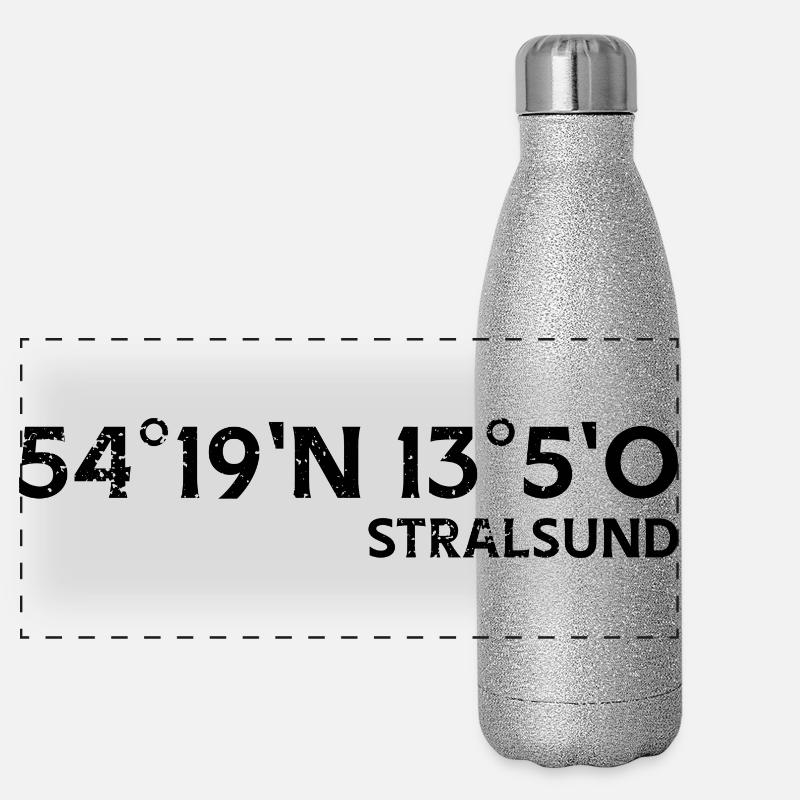 Stralsund Coordinates Souvenir Panoramic Glitter Thermal Bottle 500 ml