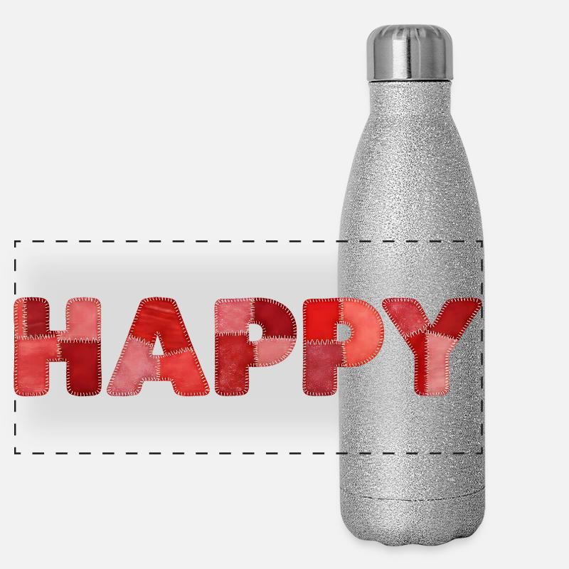 HAPPY Patchwork Embroidery Latest Trend Panoramic Glitter Thermal Bottle 500 ml