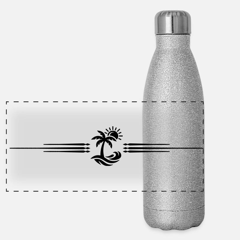 Icône de la mer de Palm Tree Beach Gourde isotherme panoramique pailletée 500 ml