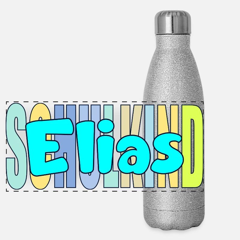 SCHULKIND ELIAS EINSCHULUNG Panorama Glitzer Isolierflasche 500 ml