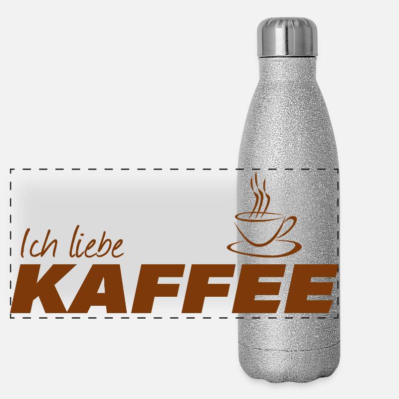 ICH LIEBE KAFFEE Panorama Glitzer Isolierflasche 500 ml