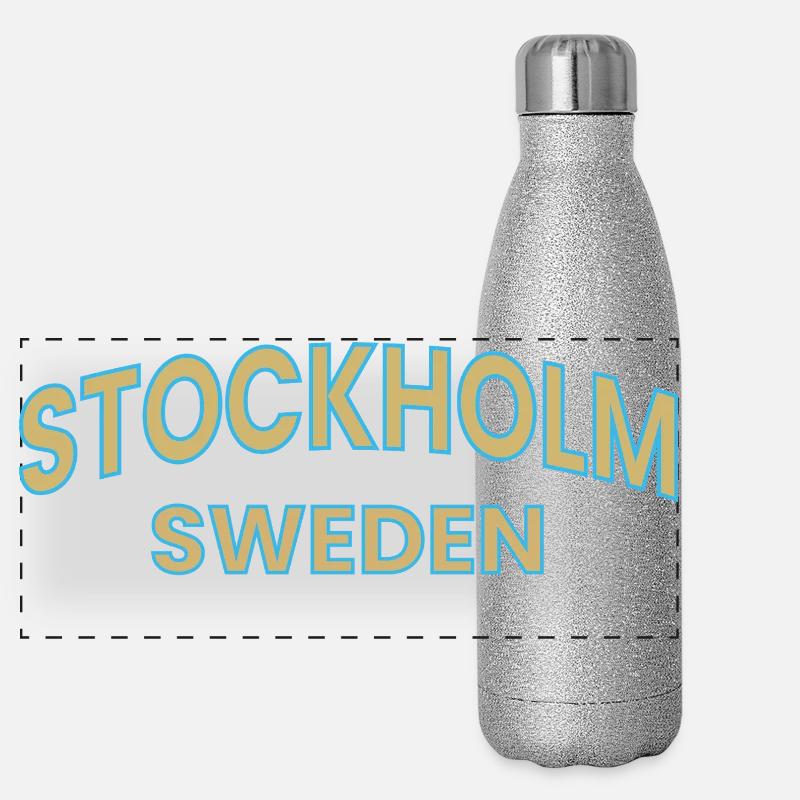 Conception de texte Stockholm – Suède Gourde isotherme panoramique pailletée 500 ml