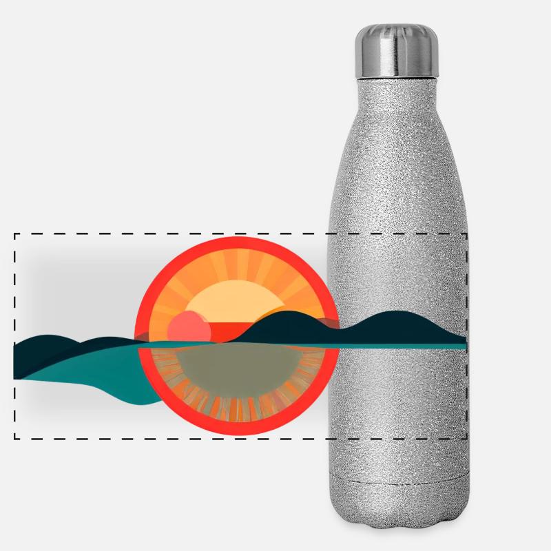 Sunrise Horizon – Minimal Horizon Design Panorama Glitzer Isolierflasche 500 ml