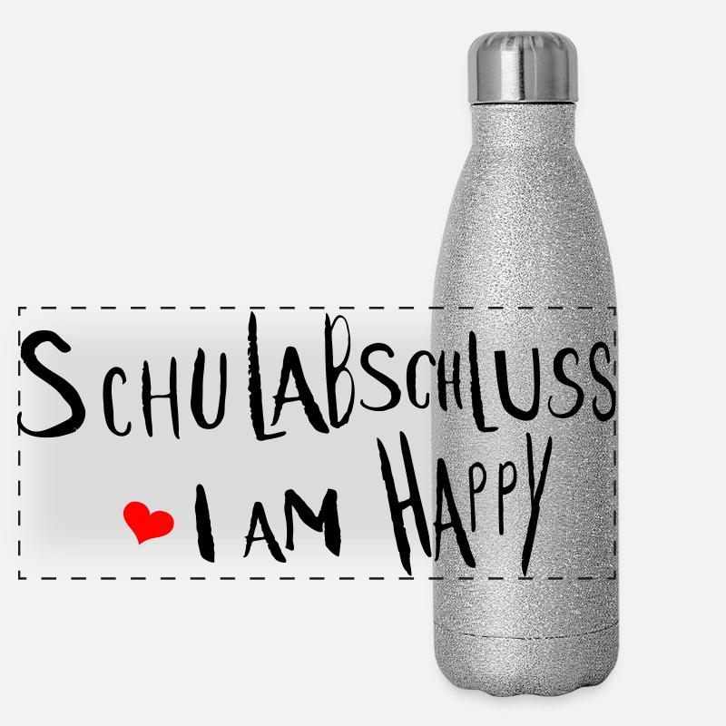 Schulabschluss  i am happy Panorama Glitzer Isolierflasche 500 ml