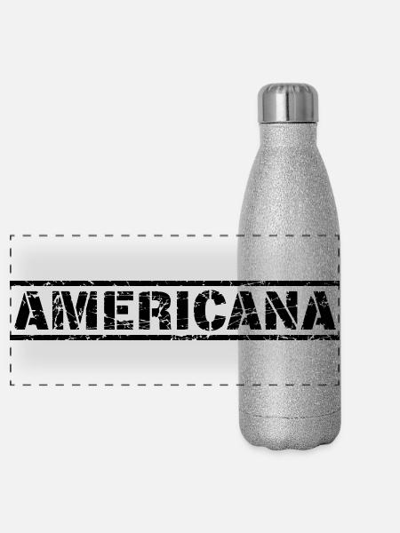 Americana - Panorama Glitzer Isolierflasche 500 ml - Silber Glitzer - Vorne