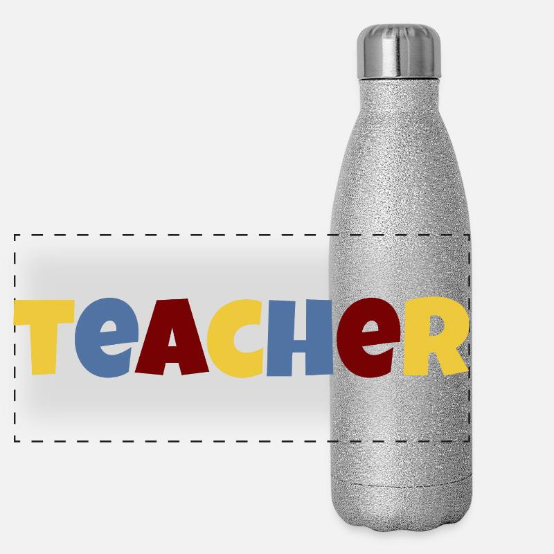 Teacher colorful text Panoramic Glitter Thermal Bottle 500 ml