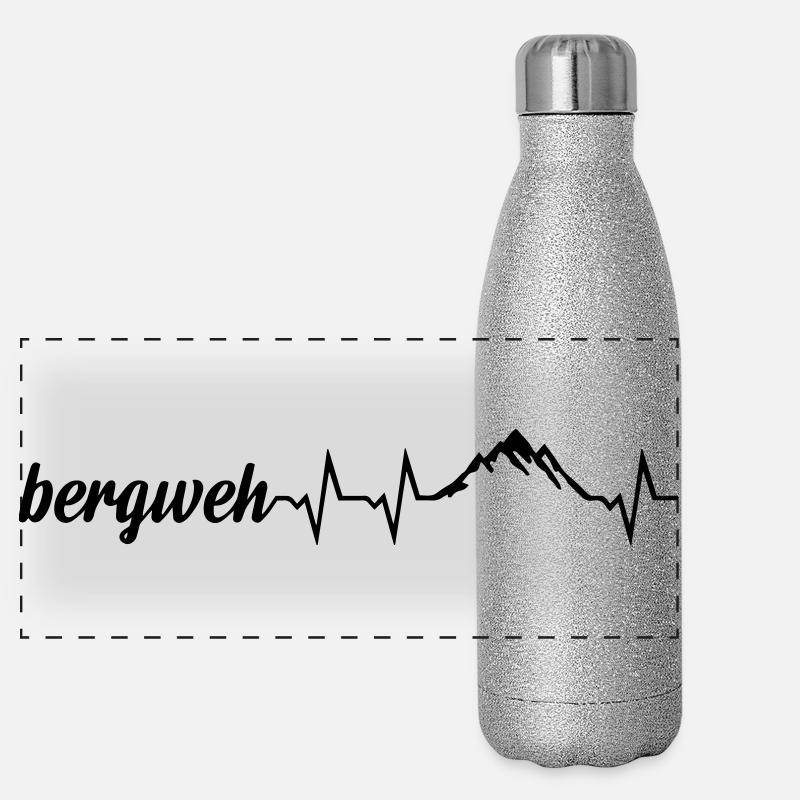 Bergweh Pulsschlag Berge - Exklusiv Panorama Glitzer Isolierflasche 500 ml
